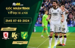 Fb88 soi kèo trận đấu Middlesbrough vs Norwich