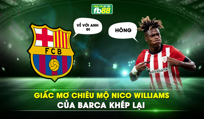 Giấc mơ chiêu mộ Nico Williams của Barca khép lại