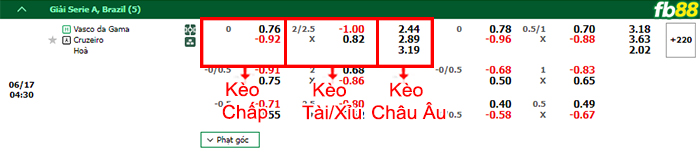 Fb88 bảng kèo trận đấu Vasco da Gama vs Cruzeiro