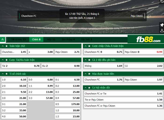 fb88-bảng kèo trận đấu Chuncheon Citizen vs Paju Citizen