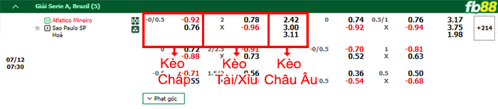Fb88 bảng kèo trận đấu Atletico Mineiro vs Sao Paulo