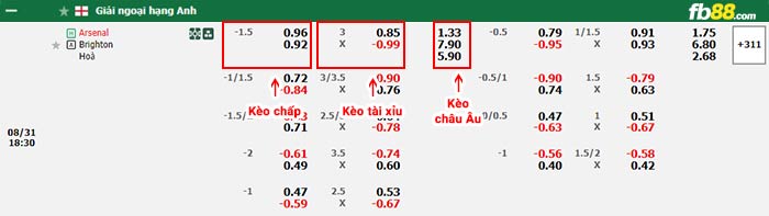 fb88-bảng kèo trận đấu Arsenal vs Brighton