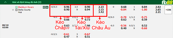 Fb88 bảng kèo trận đấu Blackburn vs Derby County