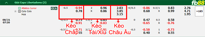 Fb88 bảng kèo trận đấu Junior FC vs Colo Colo