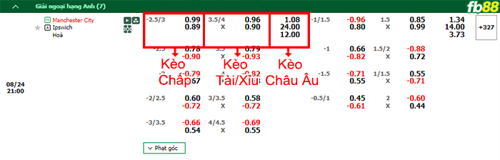 Fb88 bảng kèo trận đấu Man City vs Ipswich