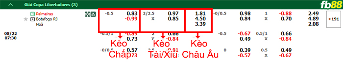 Fb88 bảng kèo trận đấu Palmeiras vs Botafogo
