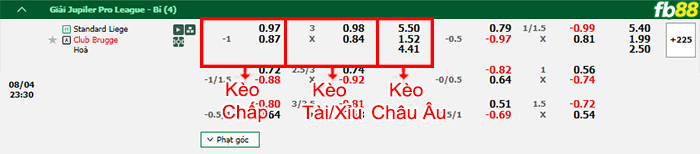 Fb88 bảng kèo trận đấu Standard Liege vs Club Brugge