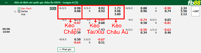 Fb88 bảng kèo trận đấu Đan Mạch vs Serbia