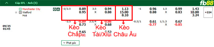 Fb88 bảng kèo trận đấu Man City vs Watford