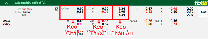 Fb88 bảng kèo trận đấu Việt Nam vs Thái Lan