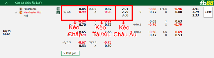 Fb88 bảng kèo trận đấu Fenerbahce vs Man Utd