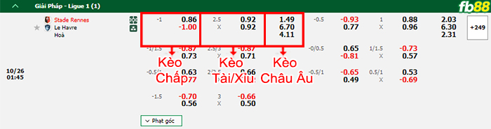 Fb88 bảng kèo trận đấu Rennais vs Le Havre