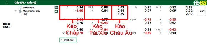 Fb88 bảng kèo trận đấu Tottenham vs Man City