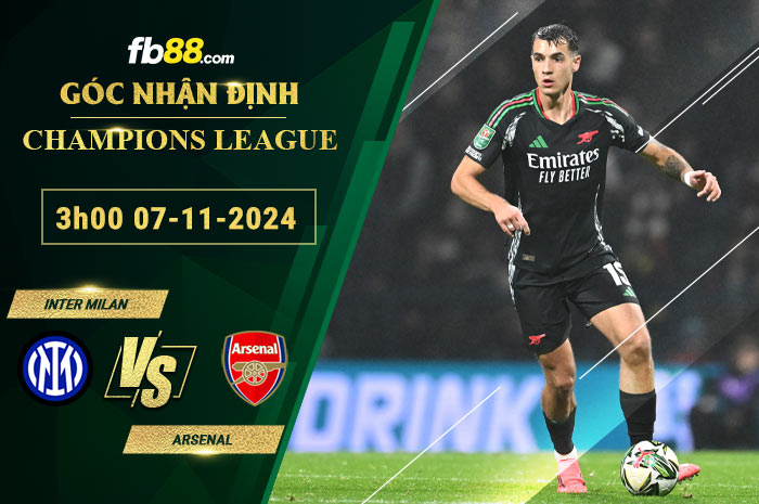 Fb88 soi kèo trận đấu Inter Milan vs Arsenal